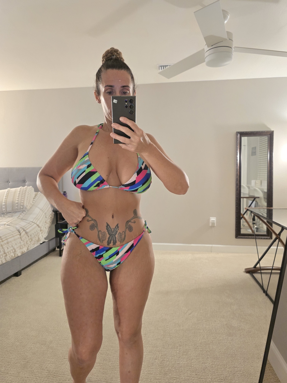 Pg7 #7 Women’s Multicolor Striped Triangle Bikini Set With Wrap